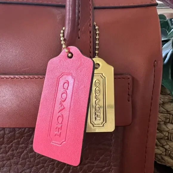 Coach Mini Bleeker Riley Carry All Leather Purse with Coral Accents Crossbody - Picture 2 of 13